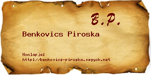 Benkovics Piroska névjegykártya